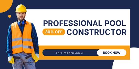 Discount for Professional Pool Construction Services Twitter Design Template