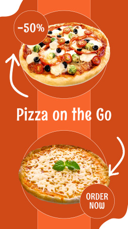 Νόστιμο Delivery Pizza με Έκπτωση Instagram Video Story Πρότυπο σχεδίασης