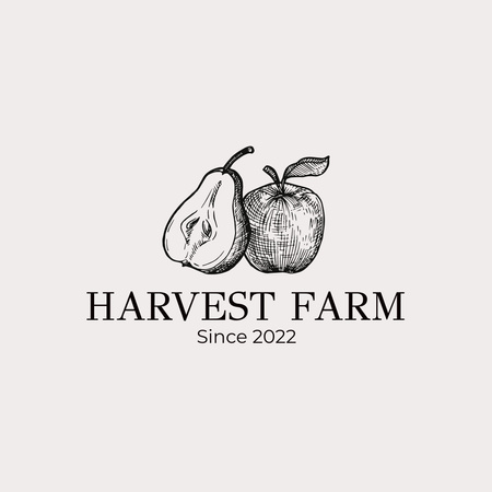 Harvest Farm with Pear and Apple Logo Design Template