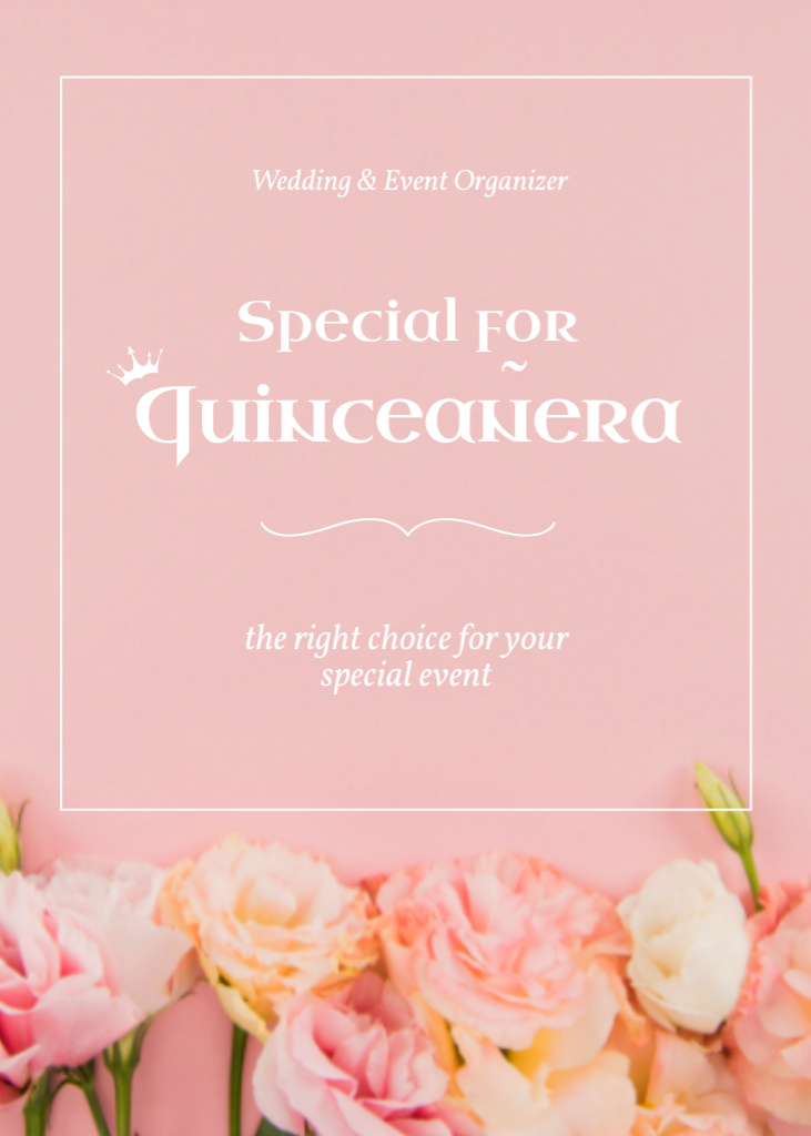Platilla de diseño Events and Weddings Organization with Flowers Postcard 5x7in Vertical