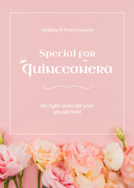 Events and Weddings Organization with Flowers Postcard 5x7in Vertical – шаблон для дизайну