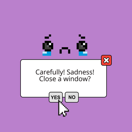Cute Sad Pixel Character Instagram – шаблон для дизайну