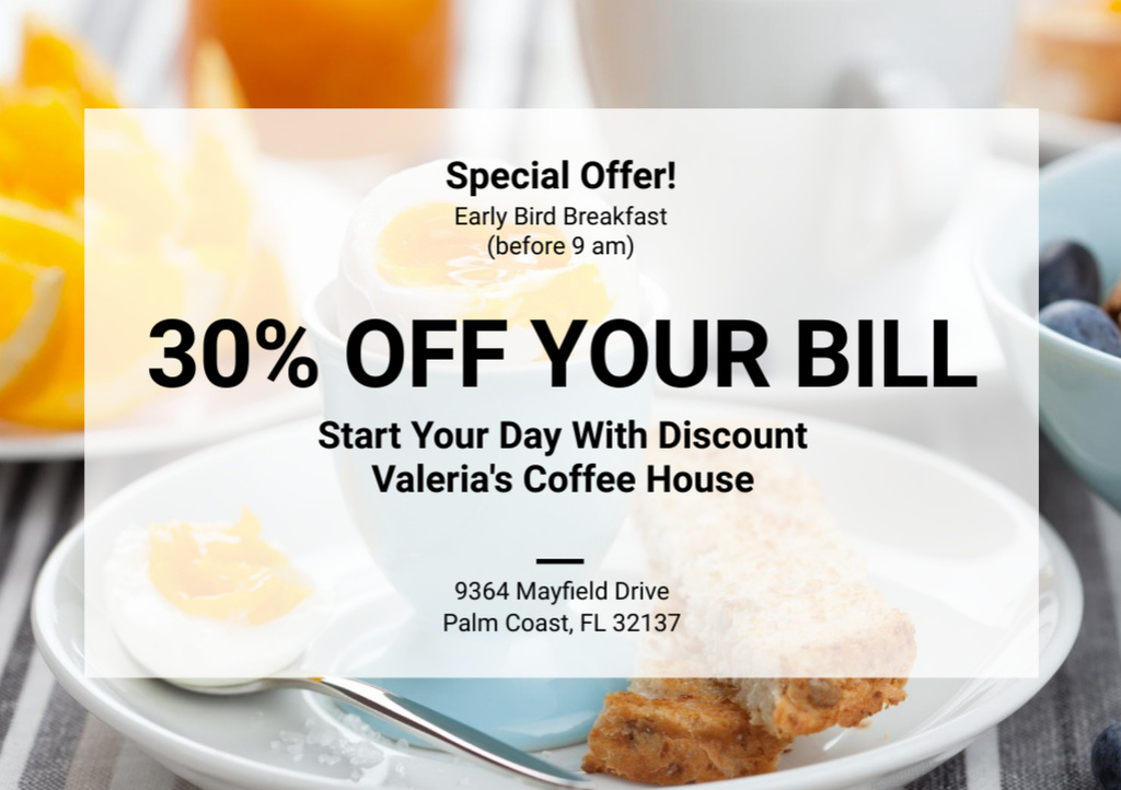 Announcement of Discount on Breakfast Flyer A5 Horizontalデザインテンプレート