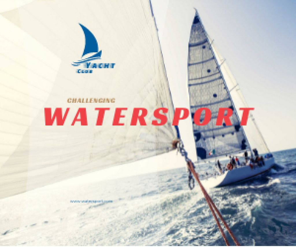 Water Sport Yacht Sailing on Blue Sea Medium Rectangle Design Template