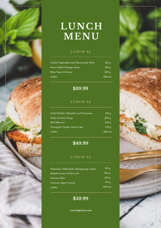 Plantilla de diseño de Lunch with Sandwich dish Menu 
