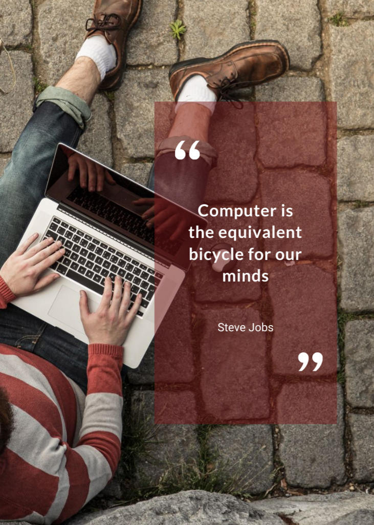 Platilla de diseño Motivational Quote With Man with Laptop Postcard 5x7in Vertical