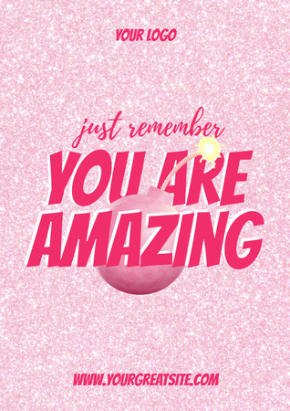 Platilla de diseño Inspirational Phrase with Pink Shiny Pattern Poster