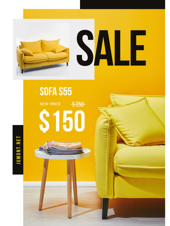 Plantilla de diseño de Yellow Sofa Sale Poster US 