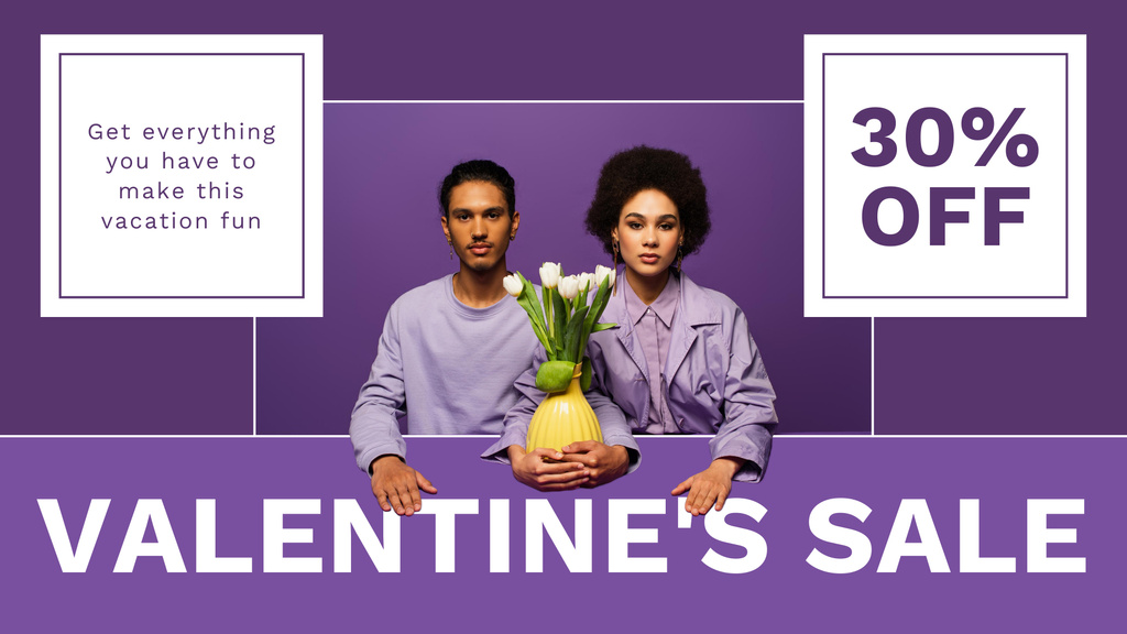 Valentine's Day Discount Offer with African American Couple FB event cover Šablona návrhu