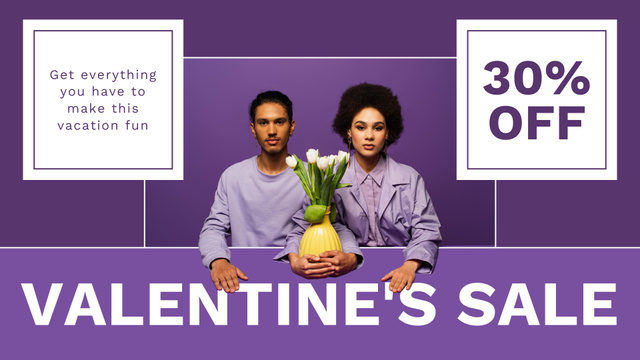Plantilla de diseño de Valentine's Day Discount Offer with African American Couple FB event cover 