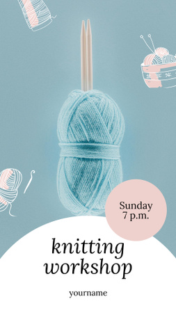 Knitting Workshop Announcement On Sunday Instagram Story Design Template