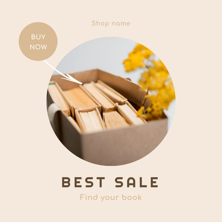 Best Sale Ad with Books in Bag Instagram Design Template