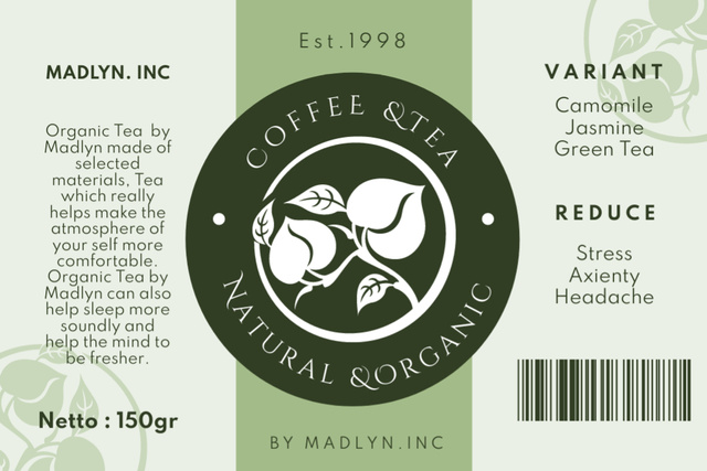 Natural Organic Coffee and Tea Label Tasarım Şablonu