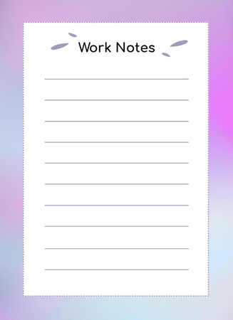 Simple Work Notes with Purple Frame Notepad 4x5.5in Tasarım Şablonu