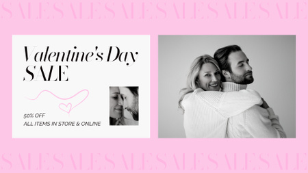 Valentine's Day Sale Collage with Couple in Love FB event cover Design Template