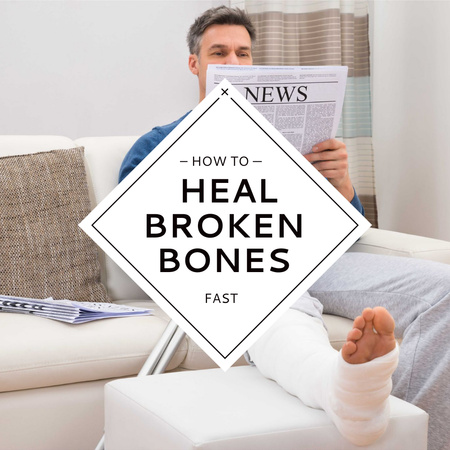 Man with Broken Leg reading Newspaper Instagram AD Modelo de Design