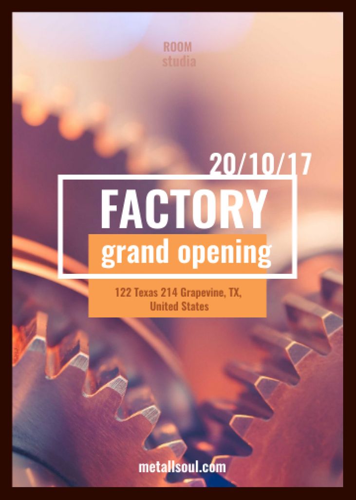 Factory Opening Announcement Mechanism Cogwheels Invitation Πρότυπο σχεδίασης