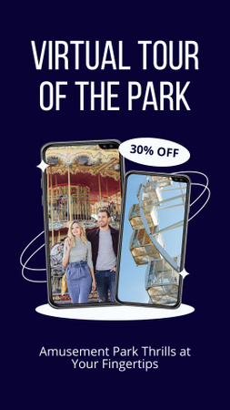 Virtual Tour In Mobile Phone Of Amusement Park With Discount Offer Instagram Video Story Design Template