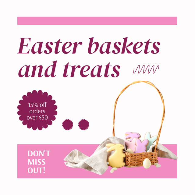 Modèle de visuel Easter Baskets and Treats Offer Promo - Instagram AD