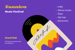 Music Festival Ad with Vinyl Player In Purple