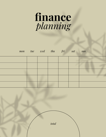 Financial Planning with Branch Shadow Notepad 8.5x11in Design Template