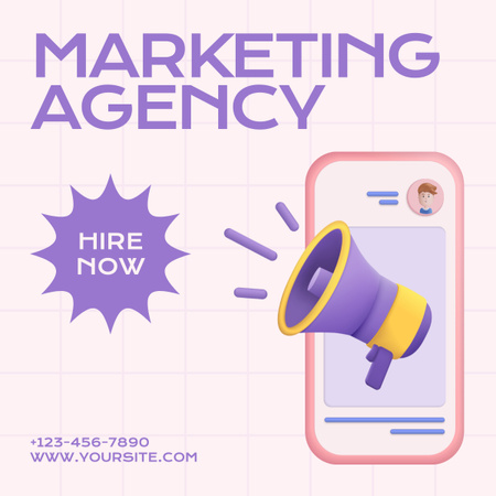 Digital Marketing Agency Services with Smartphone LinkedIn post Design Template