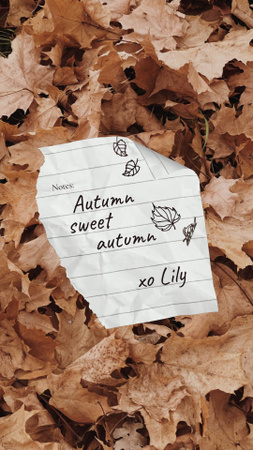Designvorlage Autumn Inspiration with Paper Note on Foliage für Instagram Video Story