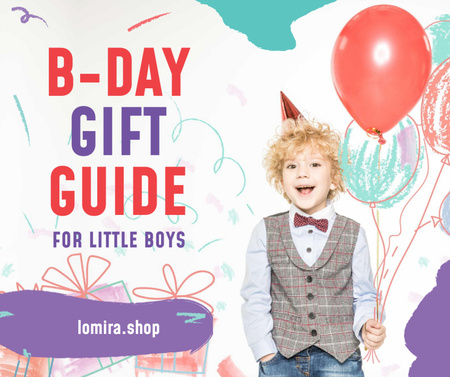 Birthday Cerebration Ideas Boy with Balloons Facebook Design Template