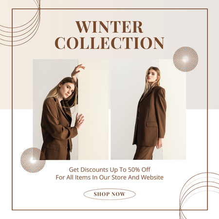 Elegantní módní zimní kolekce se slevami a výprodejem Instagram Šablona návrhu