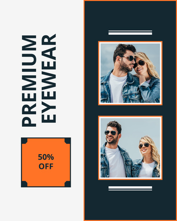 Ofereça óculos premium pela metade do preço Instagram Post Vertical Modelo de Design