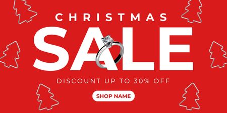 Christmas Sale of Jewelry Red Twitter Design Template