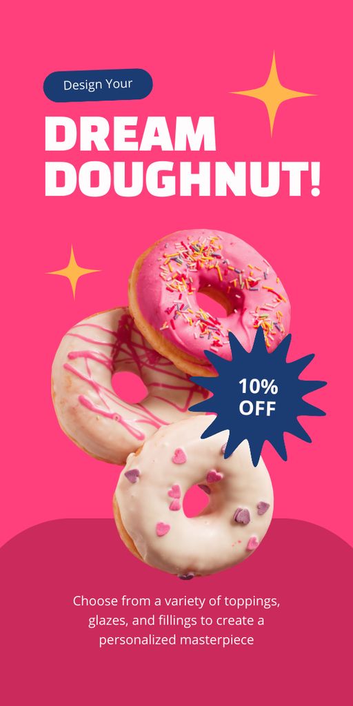 Dream Donuts Sale with Discount Graphic Design Template