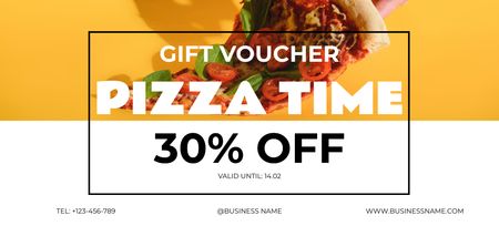 Discount Gift Voucher for Best Pizza Coupon 3.75x8.25in Design Template