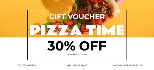 Discount Gift Voucher for Best Pizza Coupon 3.75x8.25inデザインテンプレート