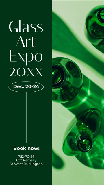 Exquisite Glass Art Expo Announcement With Booking Instagram Story Design Template