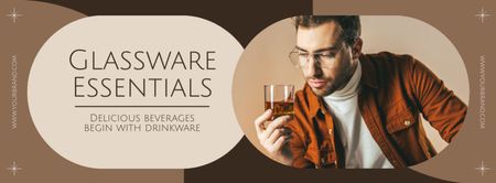 Durable Glass Drinkware Essentials Facebook cover Design Template