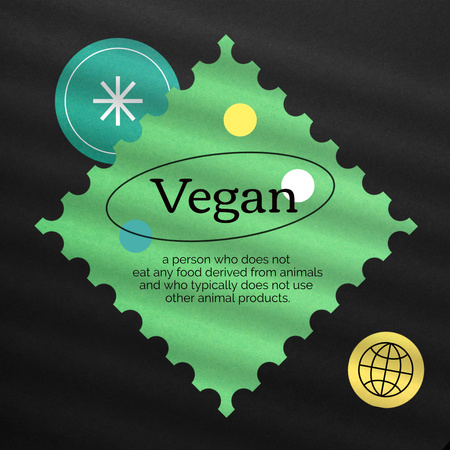 Vegan word definition in Green Square Instagram Design Template