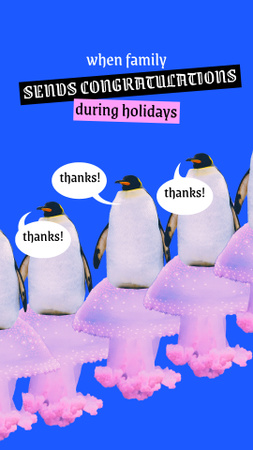 Ontwerpsjabloon van Instagram Story van Funny Joke with Cute Jellyfishes and Penguins