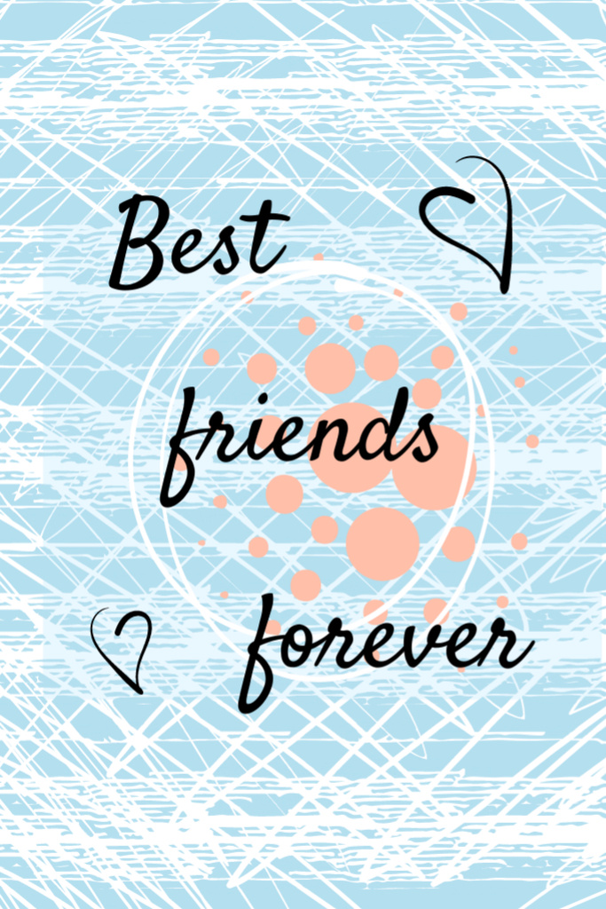 Best Friends Forever Quote In Blue Postcard 4x6in Vertical Design Template
