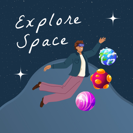 Designvorlage Boy Exploring Space für Instagram