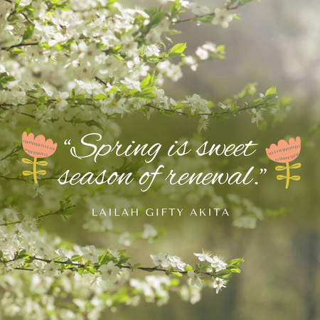 Cherry Blossoming With Quote About Spring Animated Post Design Template