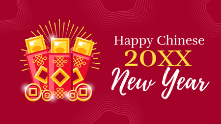Modèle de visuel Joyeux nouvel an chinois avec des pièces - FB event cover