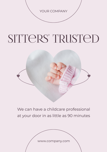 Ontwerpsjabloon van Poster van Trusted Babysitting Service Promotion on Pink