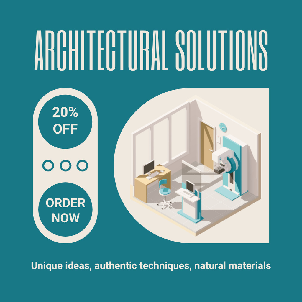 Architectural Solutions Ad with Mockup of Interior Design Instagramデザインテンプレート