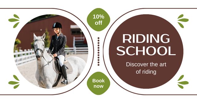 Top-notch Horse Riding School With Discount And Booking Facebook AD – шаблон для дизайна