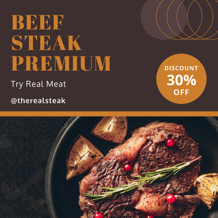 Premium Beef Steak Discount Restaurant Offer Instagram Design Template