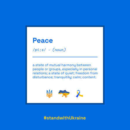 A béke fogalma kéken Instagram tervezősablon
