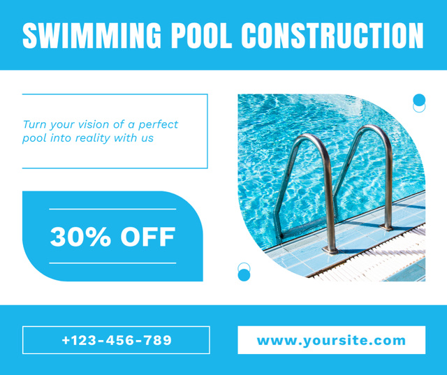 Offer Discounts on Services of Pool Construction Company Facebook – шаблон для дизайна