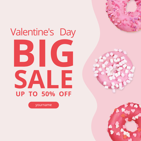 Big Valentine's Day Donut Sale Instagram AD Design Template