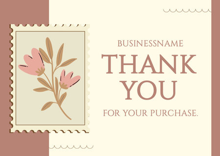 Szablon projektu Message Thank You For Your Purchase in Brown Postcard 5x7in